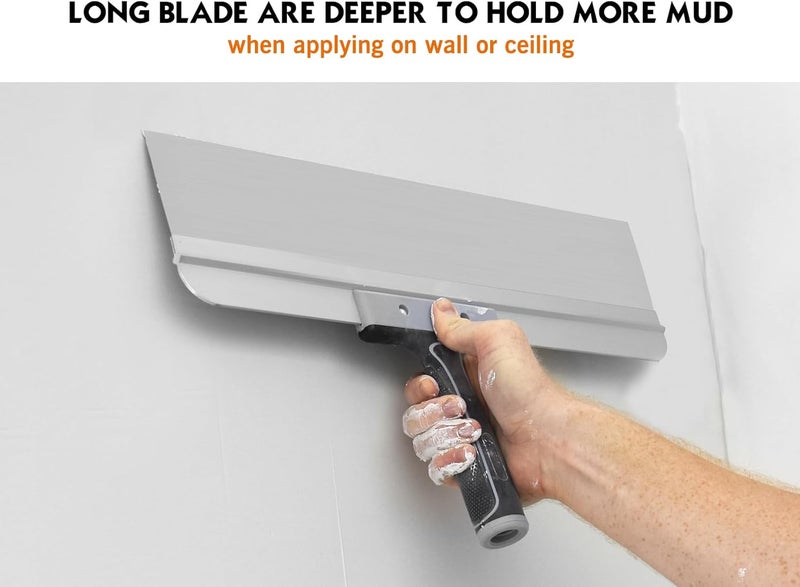Rolling Dog 14 Inch Taping Knife - Drywall Taping Knife,Threaded End Can be Attached to Extension Pole,Stainless Steel Blade,Ideal for Skimming and Smoothing Walls and Ceilings - Image 5